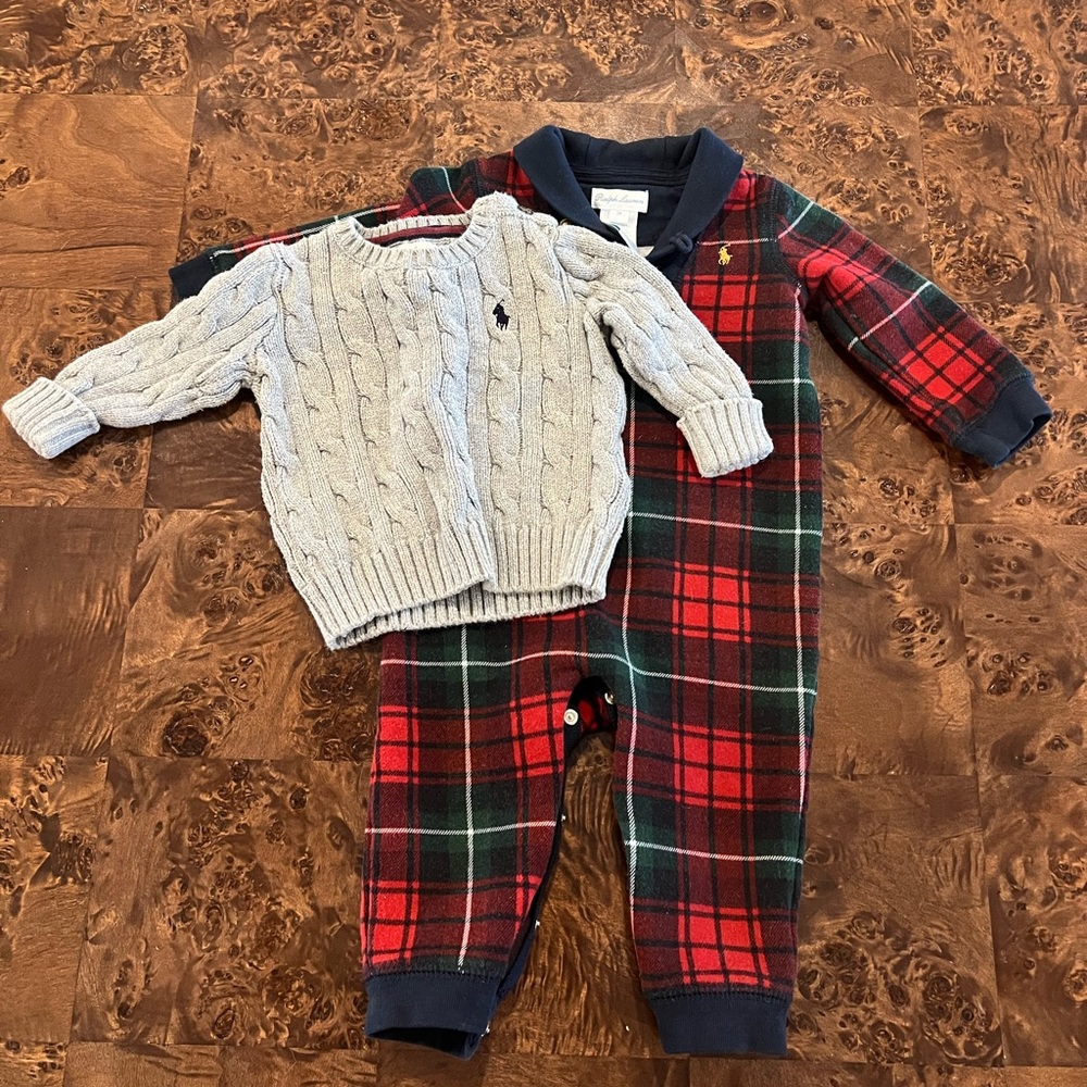 Ralph Lauren baby sweater and romper 6-9m